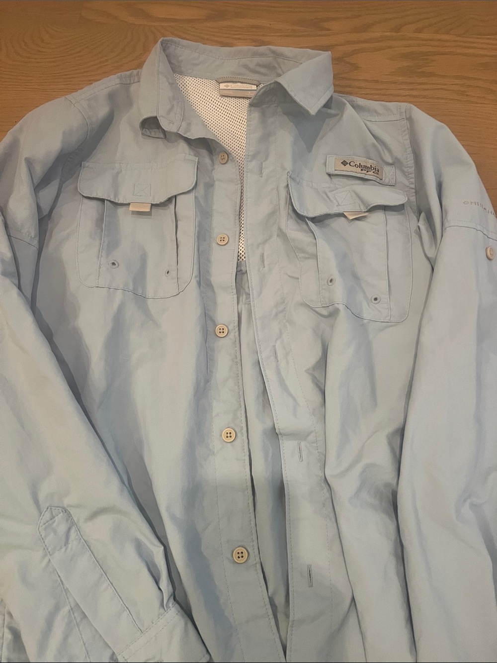 Columbia Light Blue Men’s Lightweight Fishing Shirt Jacket